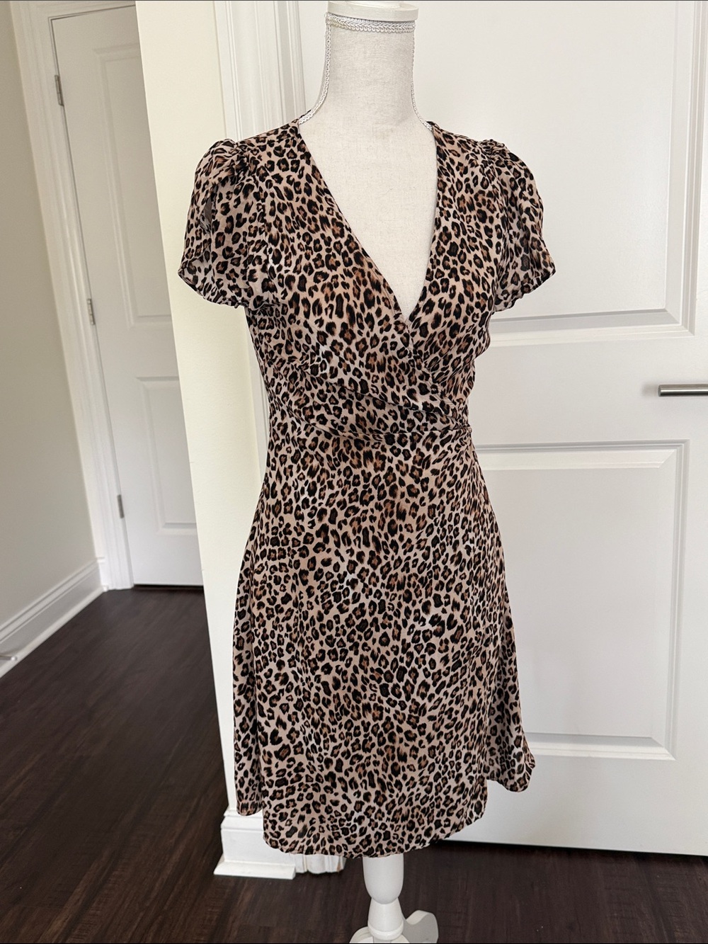 Velvet by Graham & Spencer Leopard Print Wrap Mini Dress